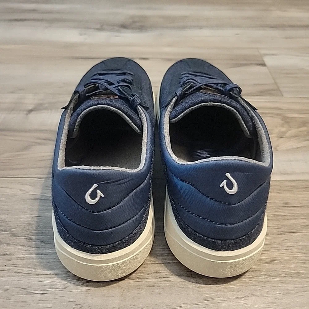 OluKai Puliki Vintage Indigo Suede Textile‎ Lace Up Casual Sneakers Men 8.5 NEW